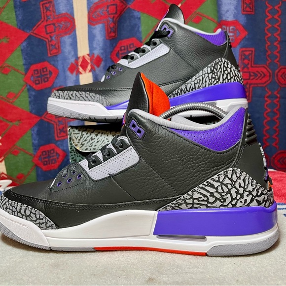 Air Jordan Retro 3 Black and Purple Sneakers Sz 13 - Picture 9 of 9